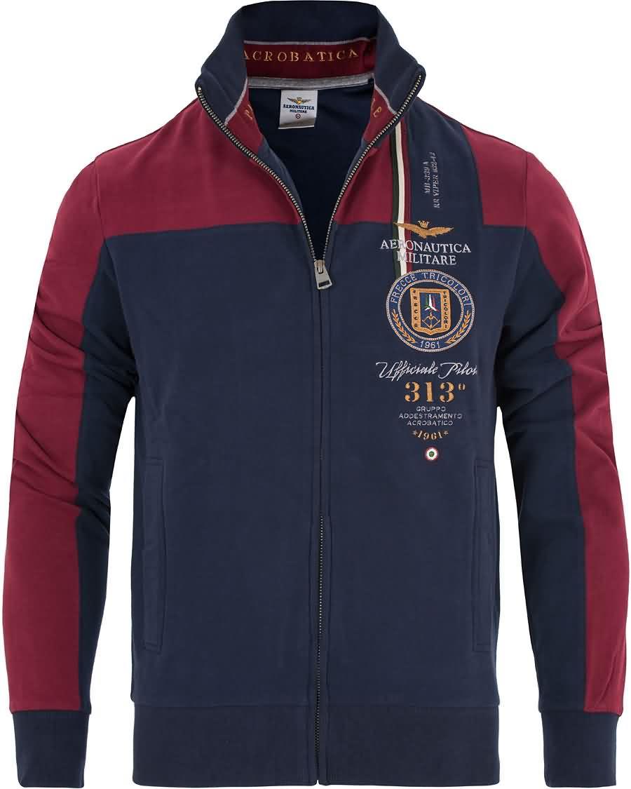 aeronautica fe1122 felpa full zip navyred For Prisen Lav pocs9