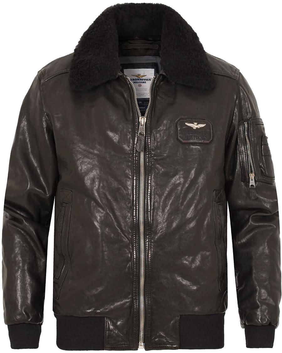 aeronautica pn890 giubbino leather jacket black Nettbutikker r4187