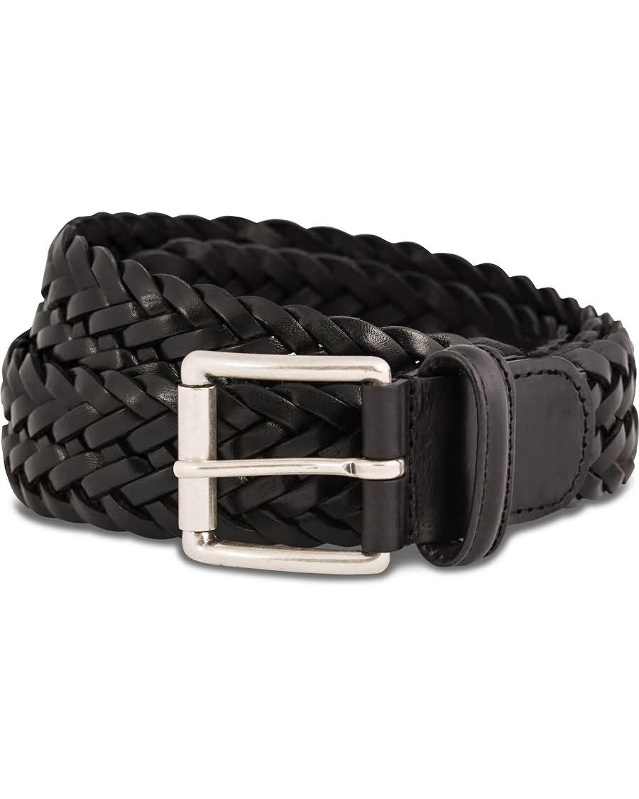 andersons braided leather belt 3,5 cm black 1ya8i