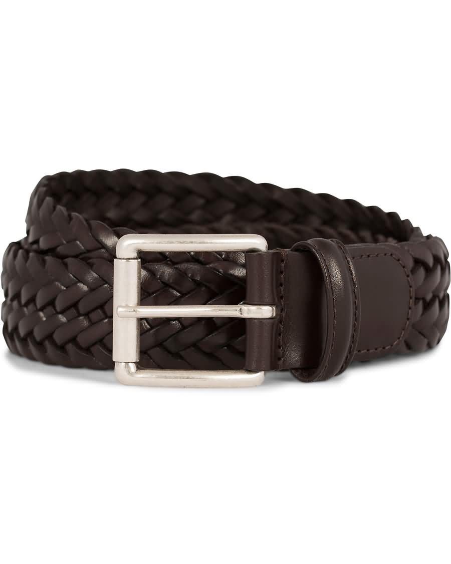 andersons braided leather belt 3,5 cm brown 1457w