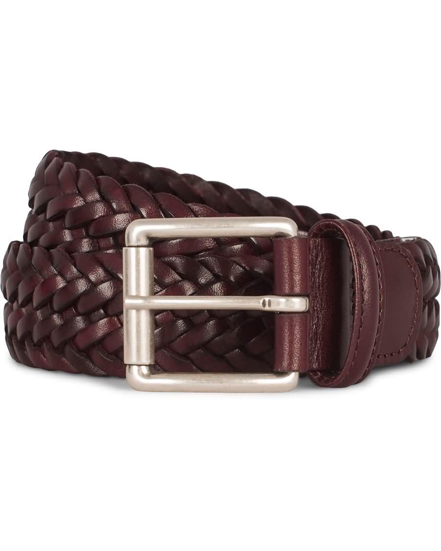 andersons braided leather belt burgundy red 8sz89