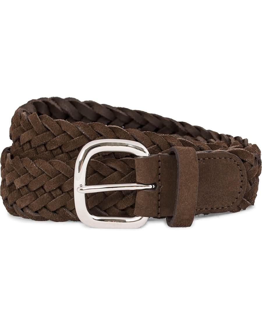 andersons braided suede belt 3,5 cm brown kfbh0