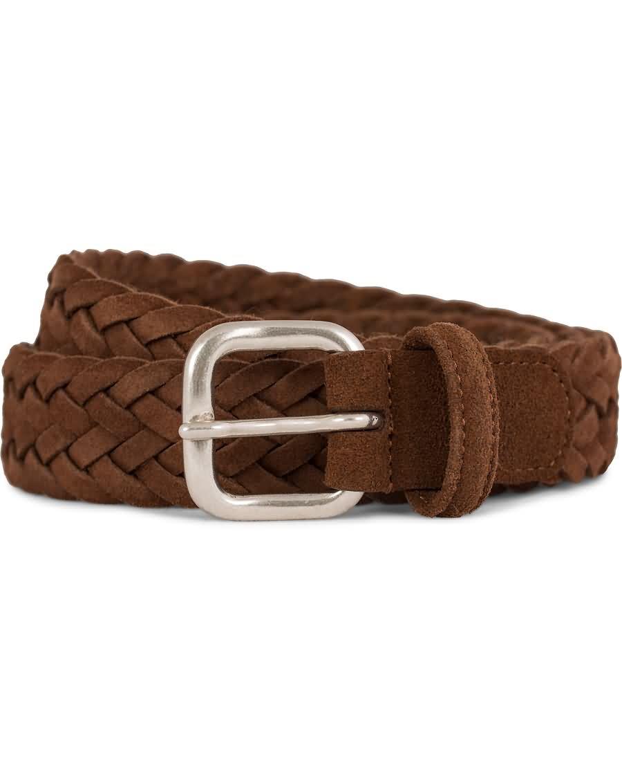 andersons braided suede belt 3 cm light brown silver buckle ijkld