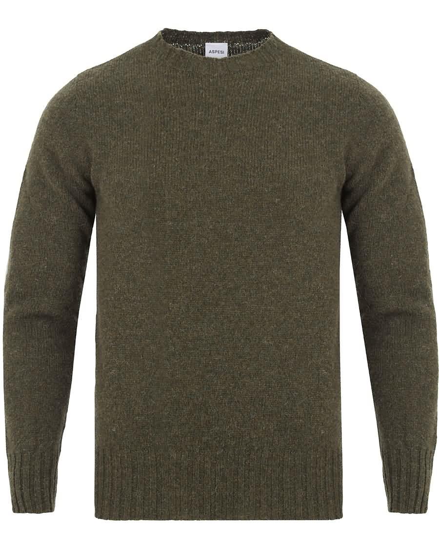 aspesi crew neck shetland knit moss green Ny Ankomst eirvz