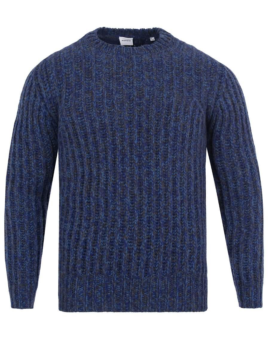 aspesi wool knitted crew neck navy Fashion Fantastisk nalw6