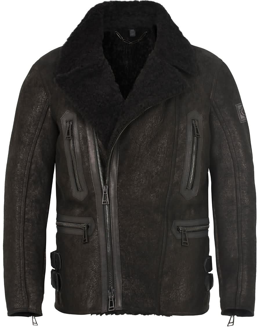 belstaff lightweight lux shearling jacket black Klær Og Tilbehør gi2rt