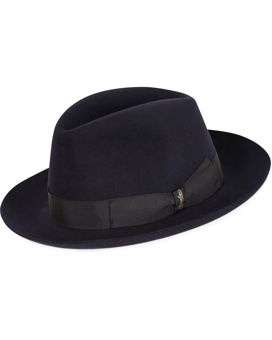 borsalino fedora felt hat medium brim mirtillo navy 7rs87