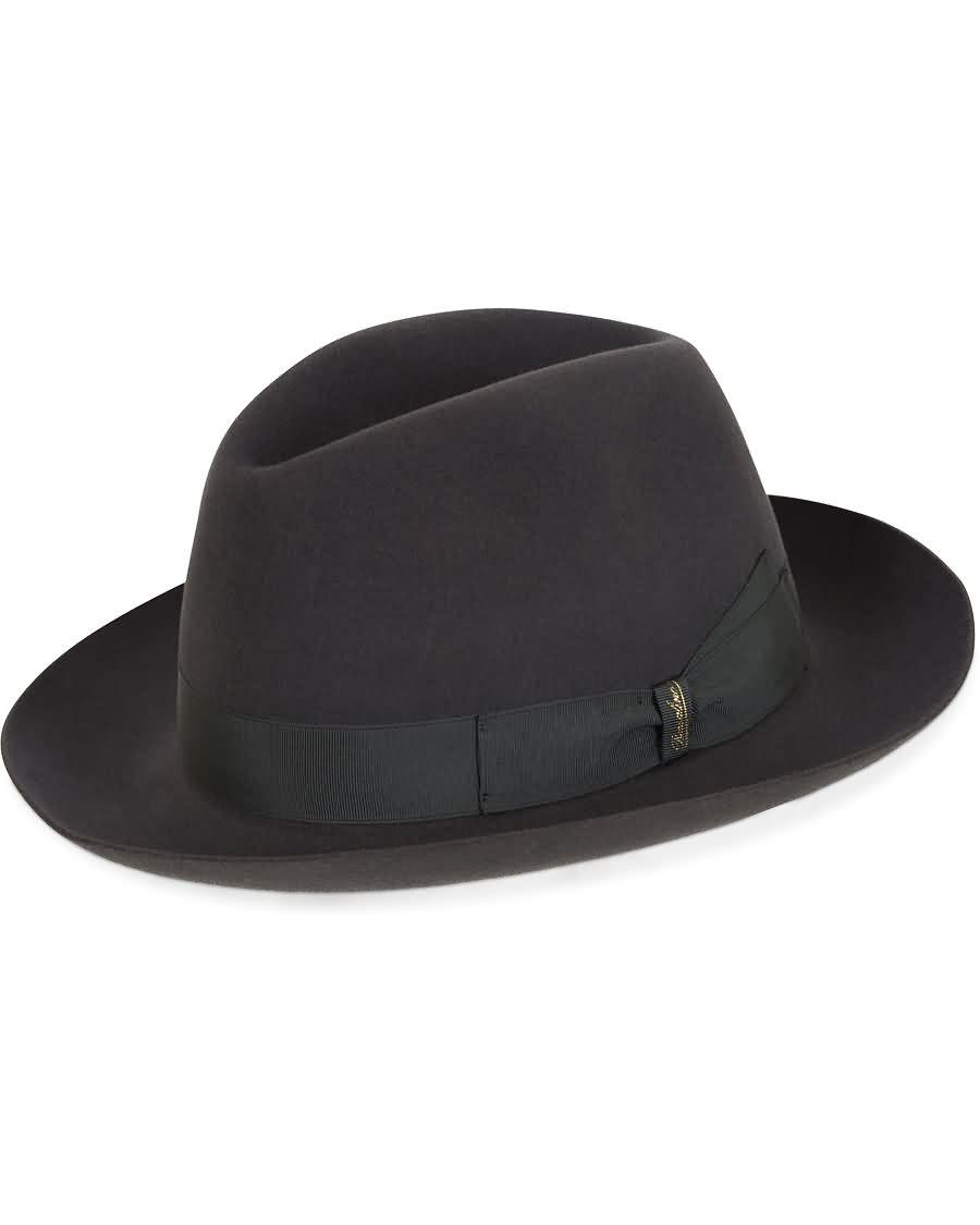 borsalino fedora felt hat medium brim tritone dark grey kgmgf