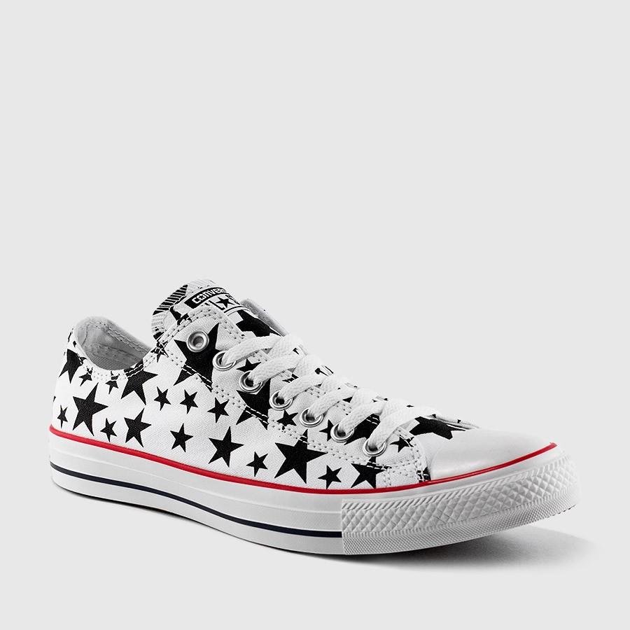 converse chuck taylor all star oxford star print menn hvitsvarte sko Ny Kampanje 29b8s