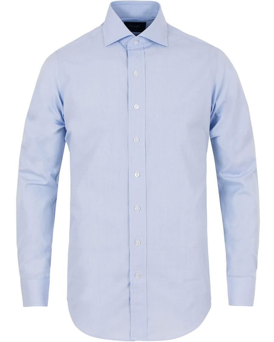 drakes regular fit poplin shirt blue På Salg Nye Stil cok0k