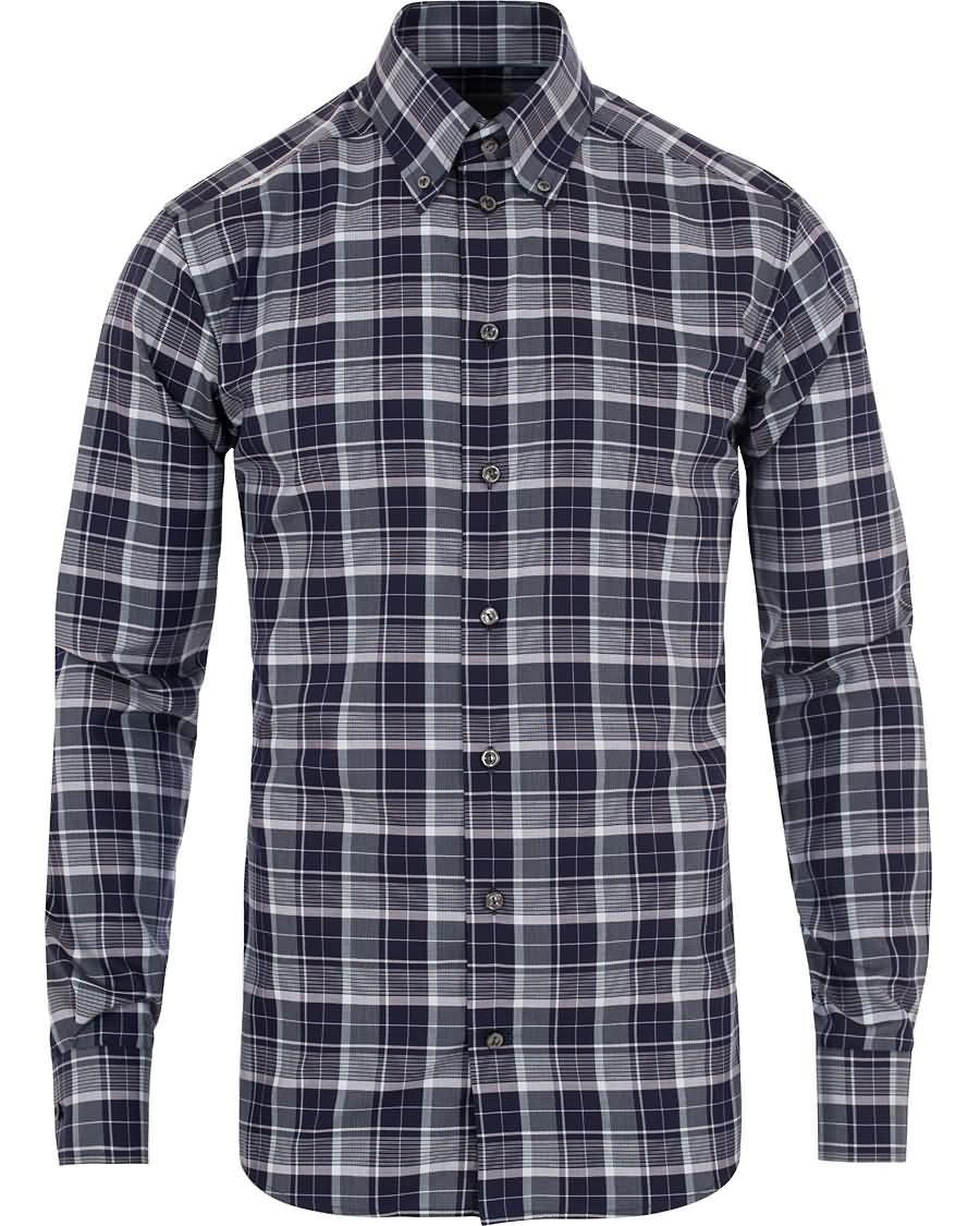 eton slim fit big check twill shirt navy Elegante Klær jeqno