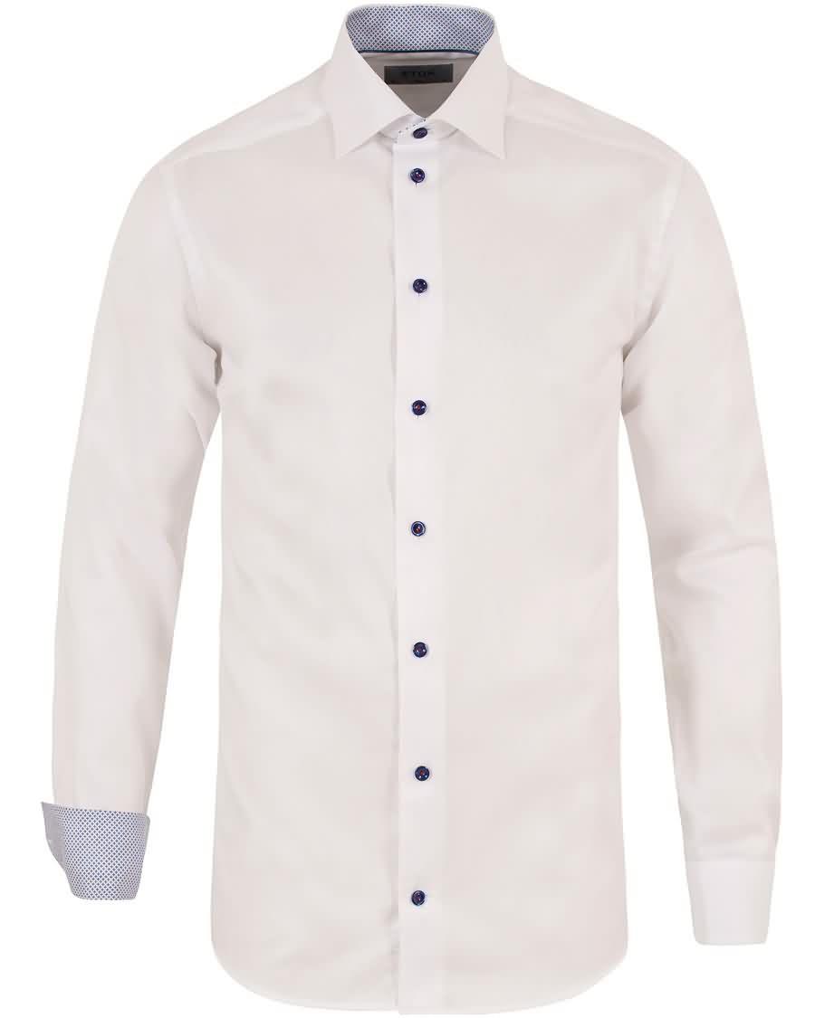 eton slim fit contrast shirt white Kjente Klesmerker 0vns7