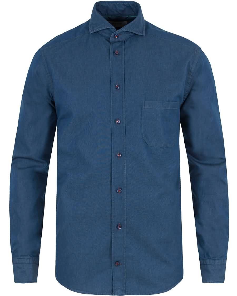 eton slim fit denim shirt blue Godt Salg 5c1ru