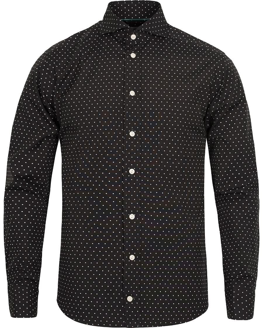 eton slim fit green ribbon dot shirt black Stilen Populær v1qg3