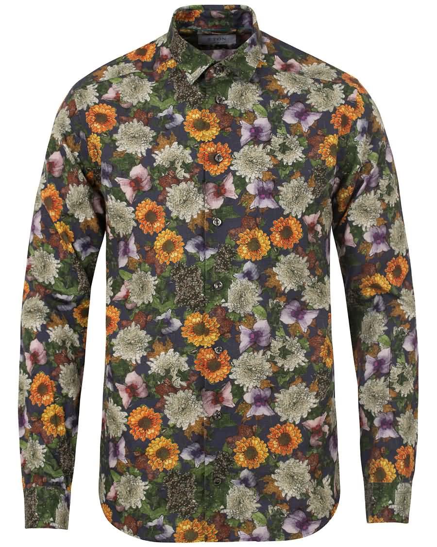 eton slim fit green ribbon flower shirt multi Mote Klær 2017 x6uhu