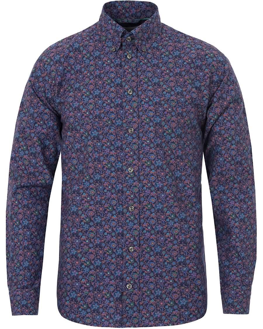 eton slim fit green ribbon poplin flower shirt bluepurple På Salg Stikkontakt j6vjk