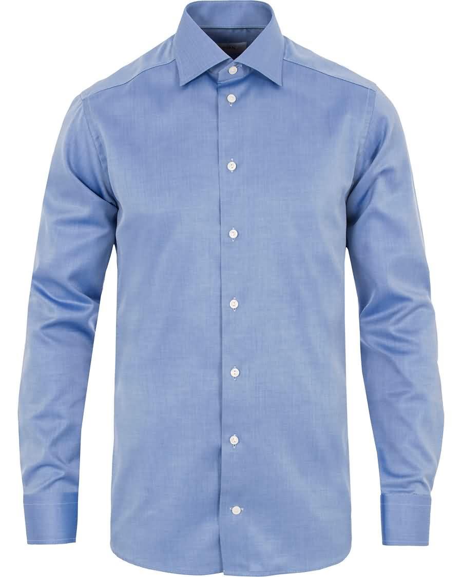 eton slim fit herringbone twill shirt blue Engros Billig Klær 2cbe9