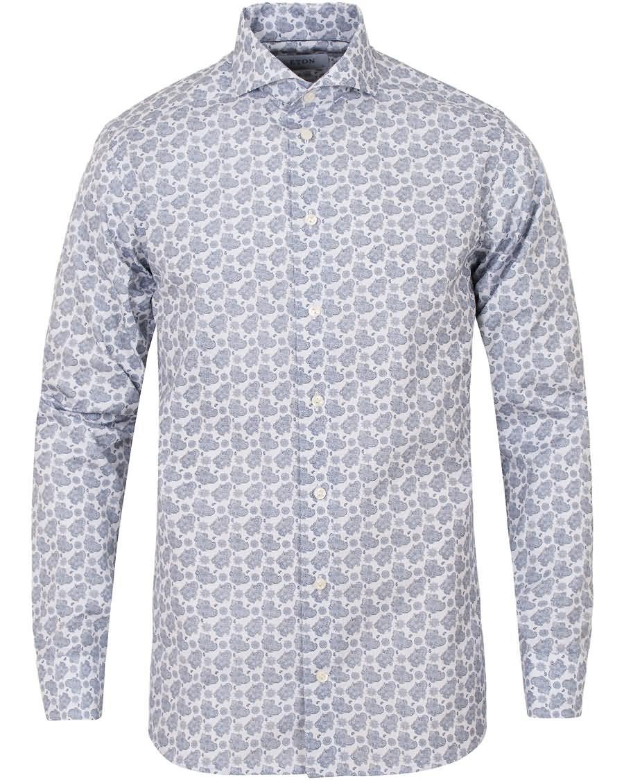 eton slim fit poplin big paisley shirt whiteblue Mote Klær 2017 twkmp