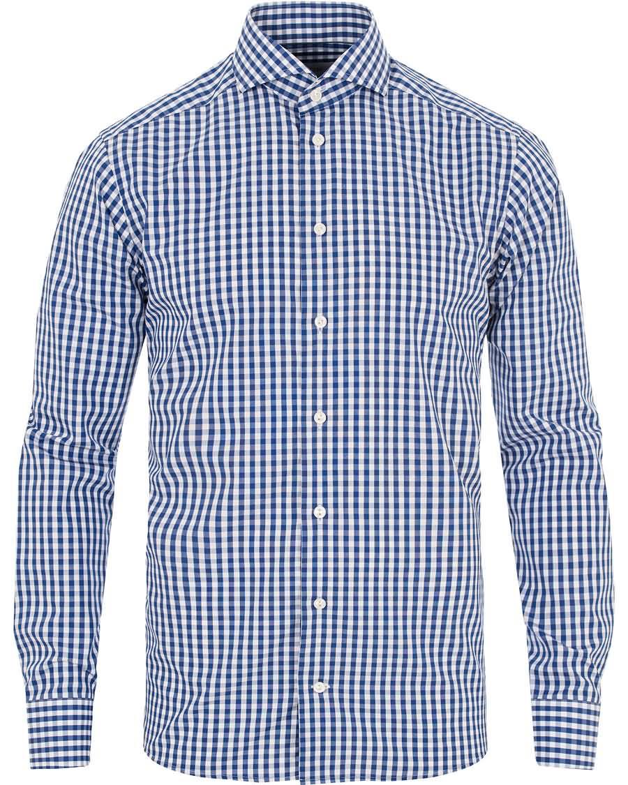 eton slim fit poplin check shirt blue 2017 Moteklær ljmwf