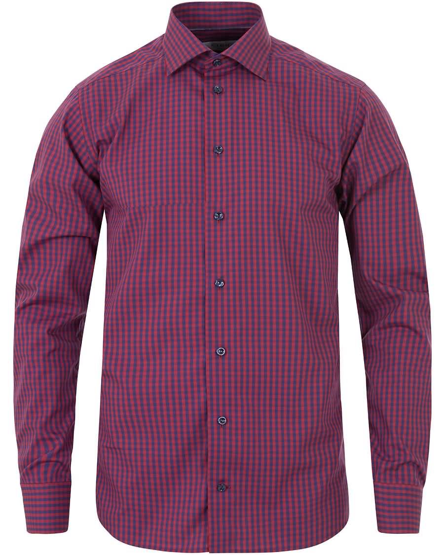 eton slim fit poplin check shirt redblue Klassisk Toronto s3e6r