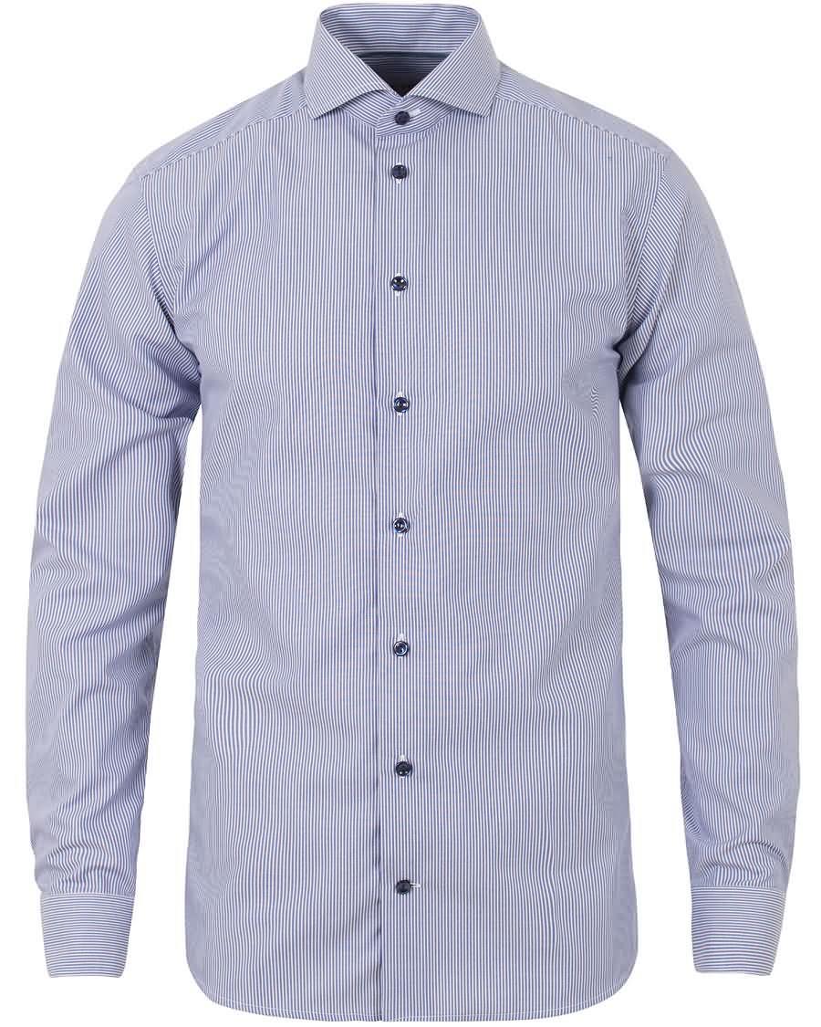 eton slim fit poplin stripe shirt blue Online-Shop f7izd