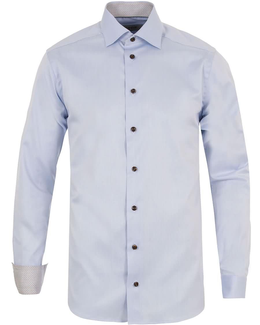 eton slim fit twill contrast shirt light blue På Salg Engros iox02