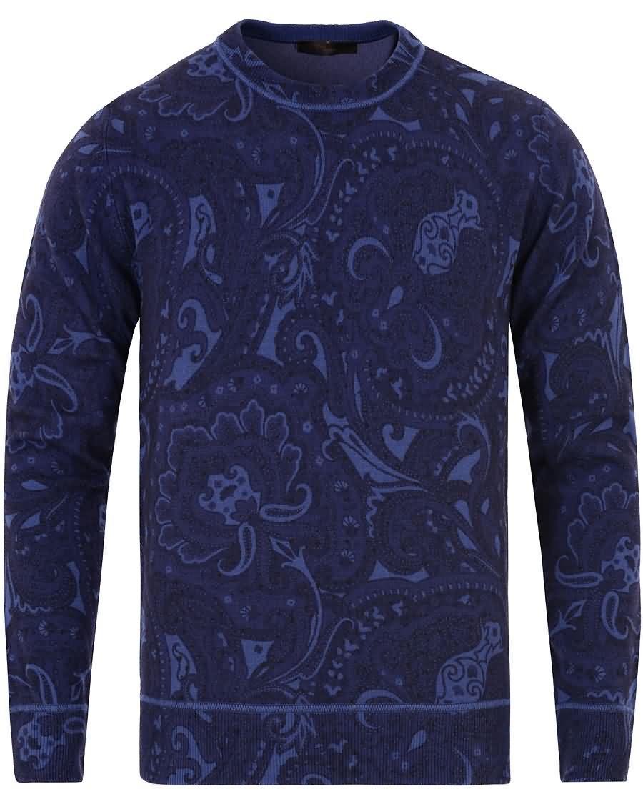 etro paisley cashmere sweater tonal blue Handel zijaz