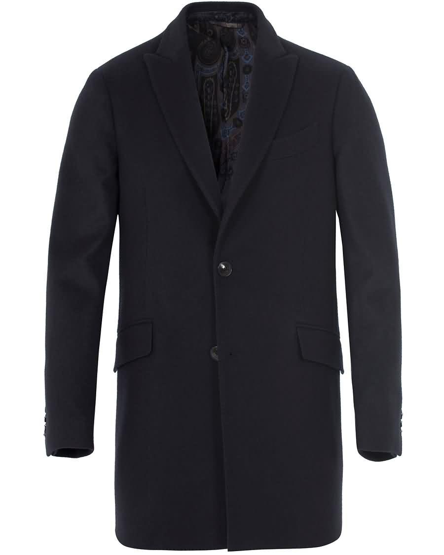 etro peak lapel cashmere coat navy Lav Pris mmwow