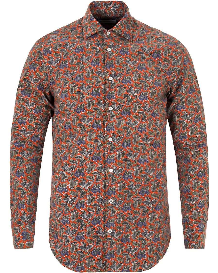 etro slim fit corduroy paisley shirt red På Salg Ingen Skatt i20ue