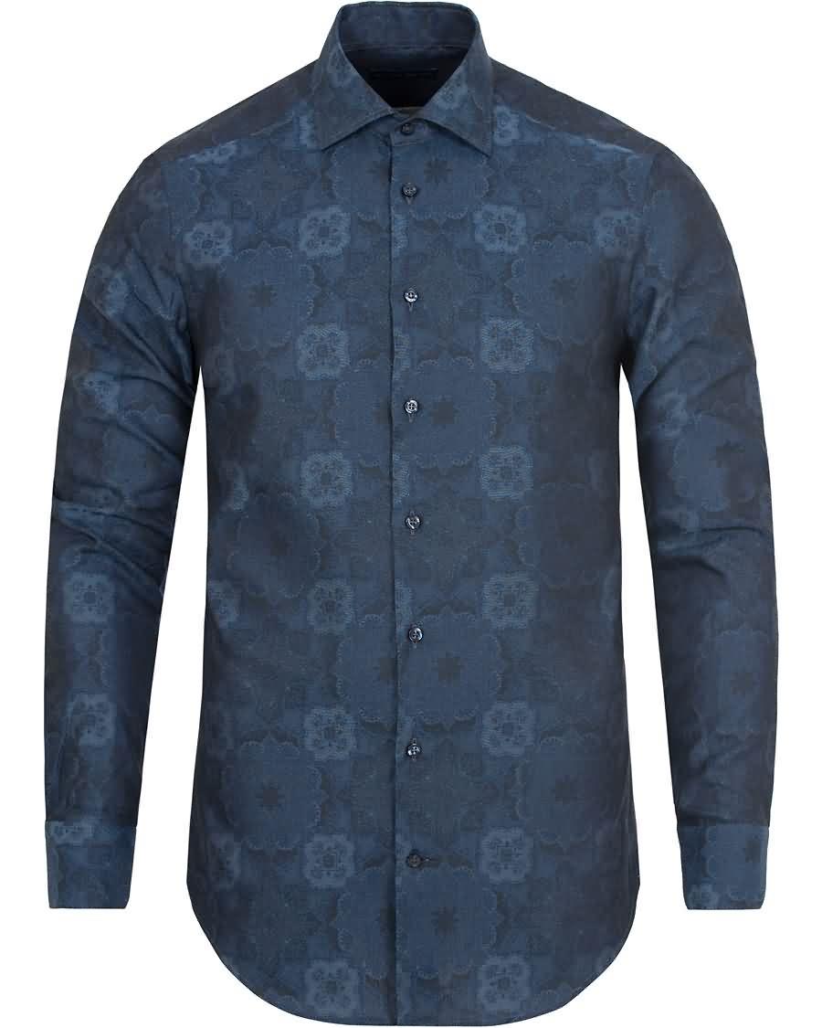 etro slim fit woven denim shirt navy Moteriktige Klær ztc0d