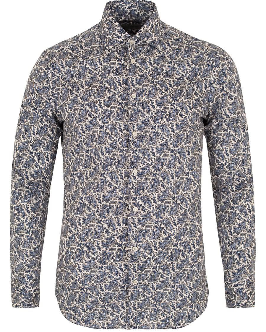 etro stretch slim fit printed paisley shirt dark blue Hot Salg Mote s4i4w