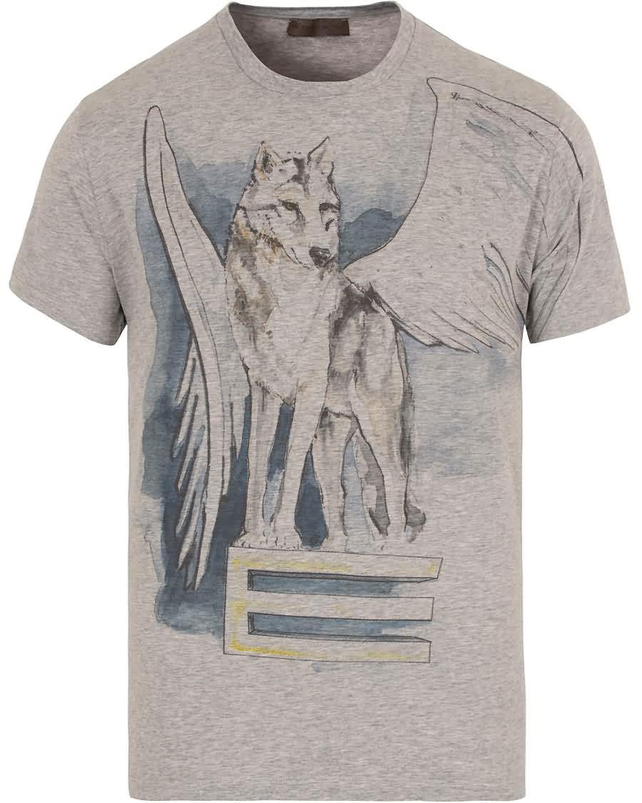 etro winged wolf cotton t-shirt grey Til Salgs c6q45