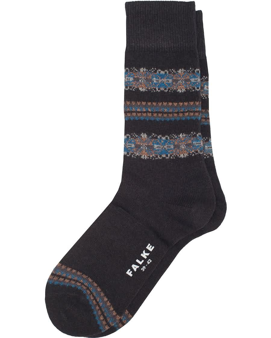 falke lhasa cashmere stripe socks black Fineste 3ojks