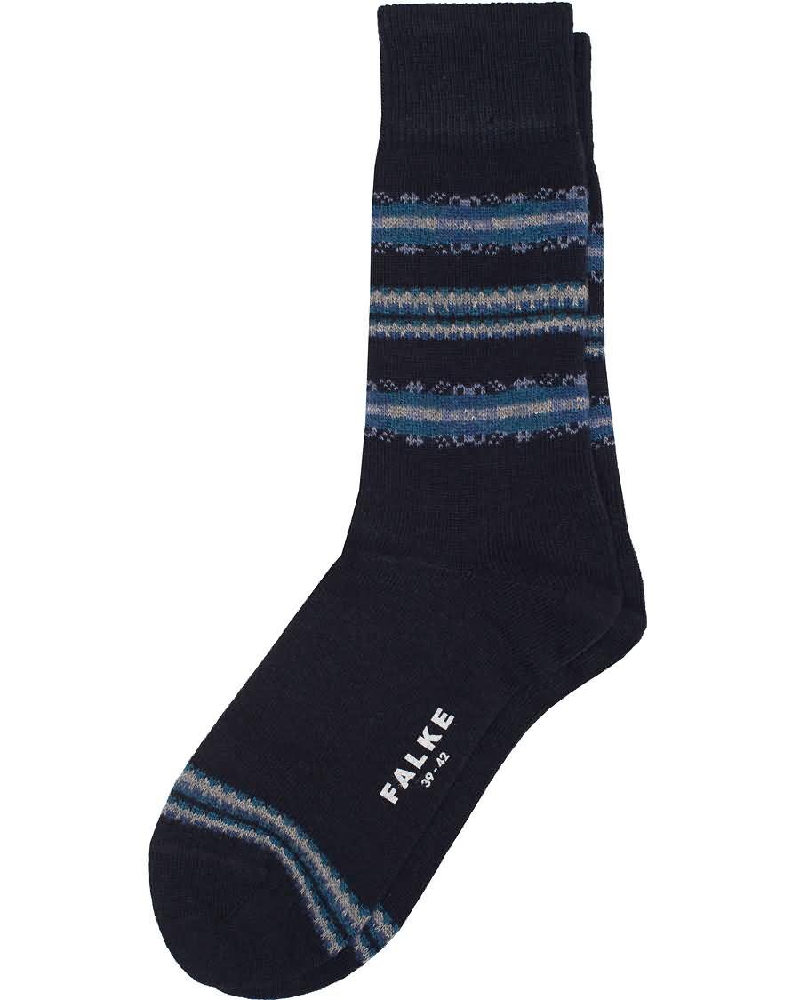 falke lhasa cashmere stripe socks navy Elegante Klær p91fe