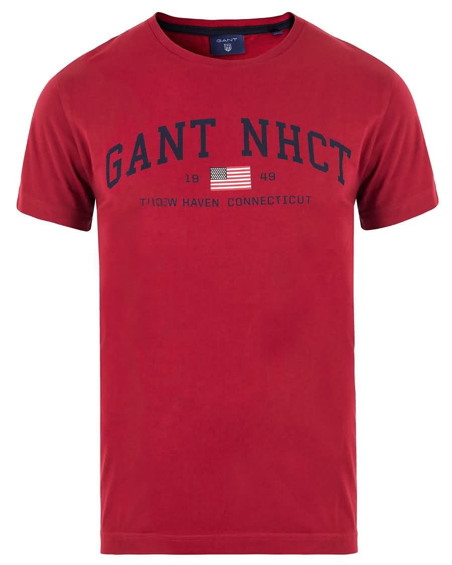 gant nhct tee dark red For Salg Billig ar3o8