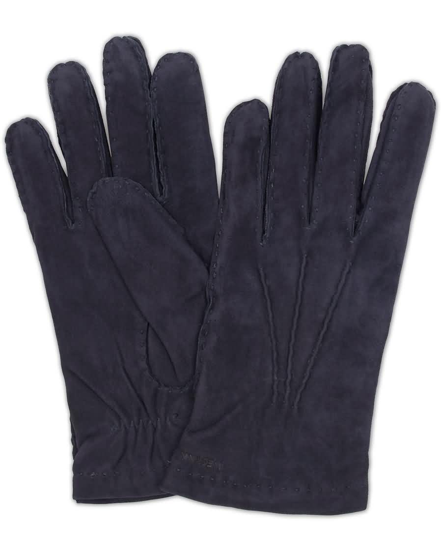 hestra arthur wool lined suede glove marine blue qrddn