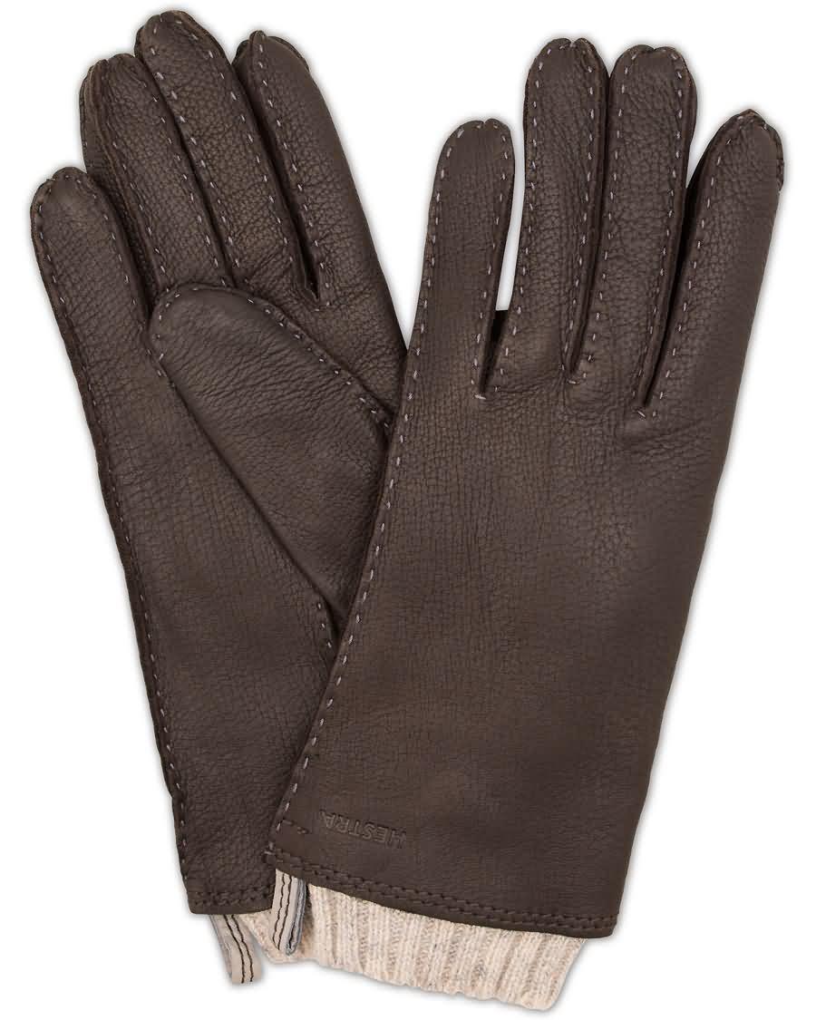 hestra tony wool lined deerskin glove dark brown uhdhy