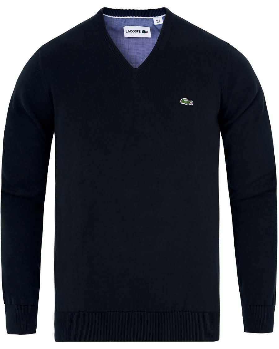 lacoste cotton pullover v-neck black På Salg Rabatt 7ijlc