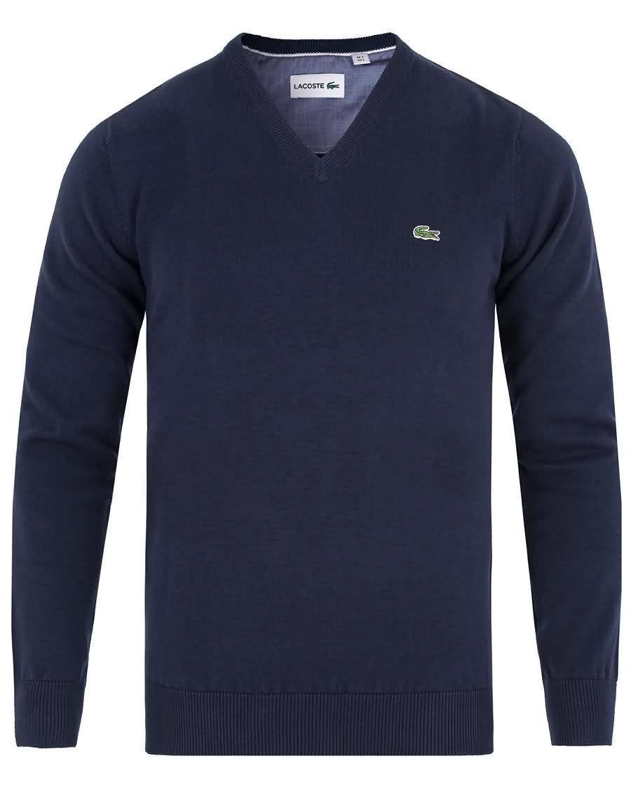 lacoste cotton pullover v-neck navy Fashion Pris 4s240