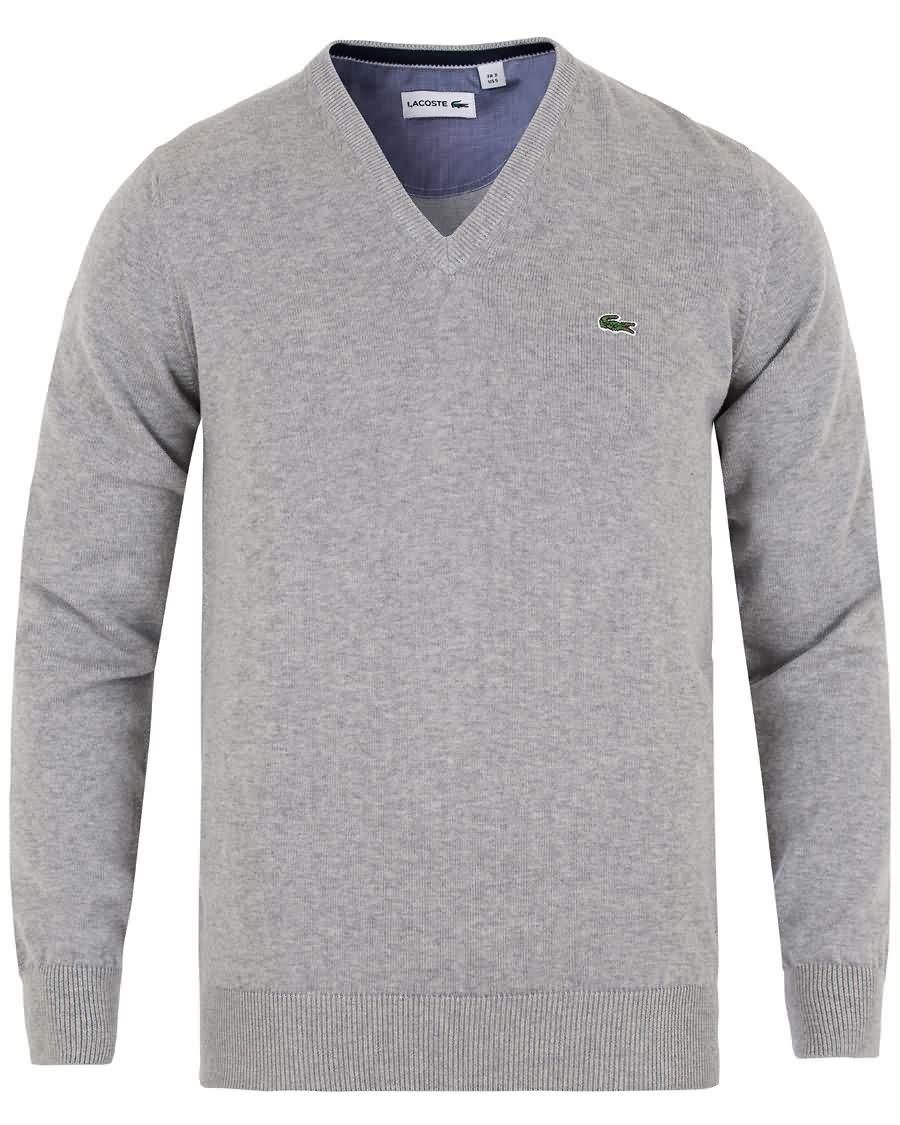 lacoste cotton pullover v-neck silver chine Moteklær swbnk