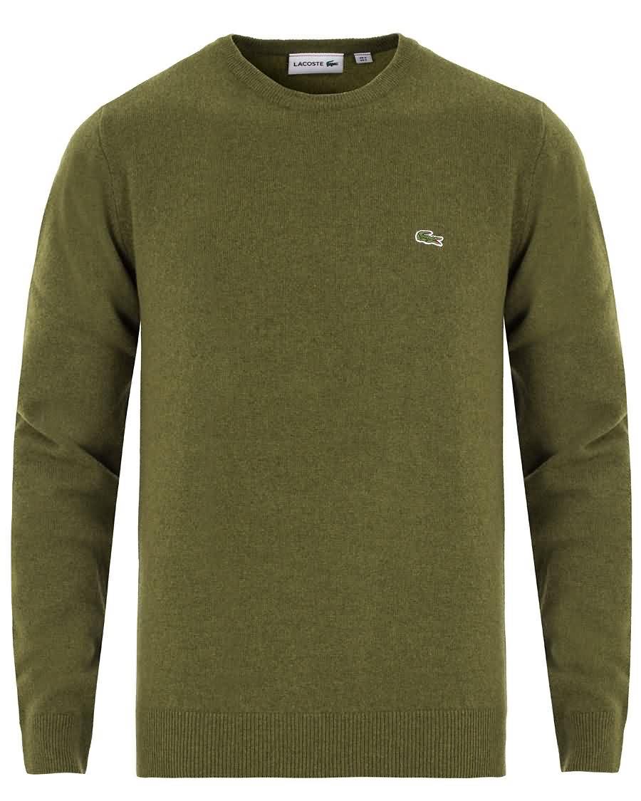 lacoste lambswool pullover c-neck greenery green På Salg Stikkontakt or5o1