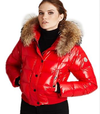 moncler alpin classic eider dunjakker kvinner fur collar red Engros Klær 8kvwh