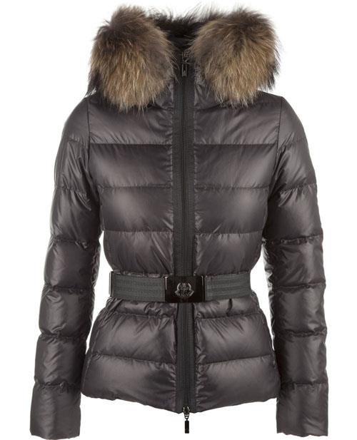 moncler angers womens jakker dekorative belt hooded mørkegrå Tilbud Salg yh943