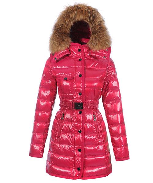 moncler armoise frakker rose red long Engros Engros 3fff9