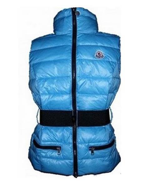 moncler classic down vest ermer kvinner zip blå For Billig lreae