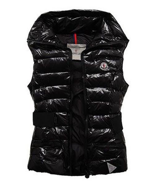 moncler classic ermer vester kvinner lapel svart Bulk Klær 6cymj