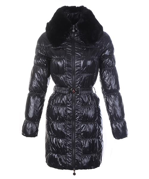 moncler classic ned pels kvinner zip fur collar med belt black På Salg Populær 2qemj