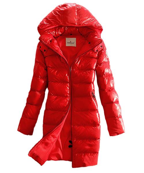 moncler coats down kvinner glatt skinnende stoff red Lagre Online tr2e9