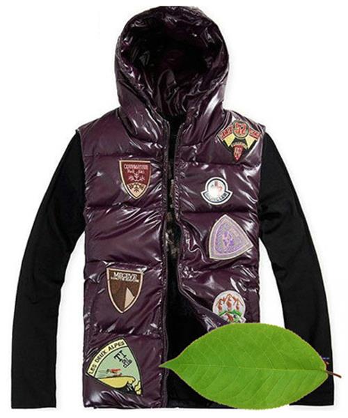 moncler discount down vest for menn multiple logo purple Casual Klær 60bng