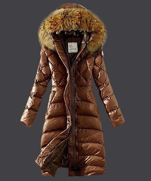 moncler down coat kvinner hooded vindtett coffe Beste Salgs tymhm